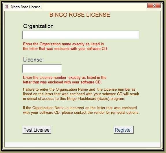 Bingo Flashboard (Basic) licence form